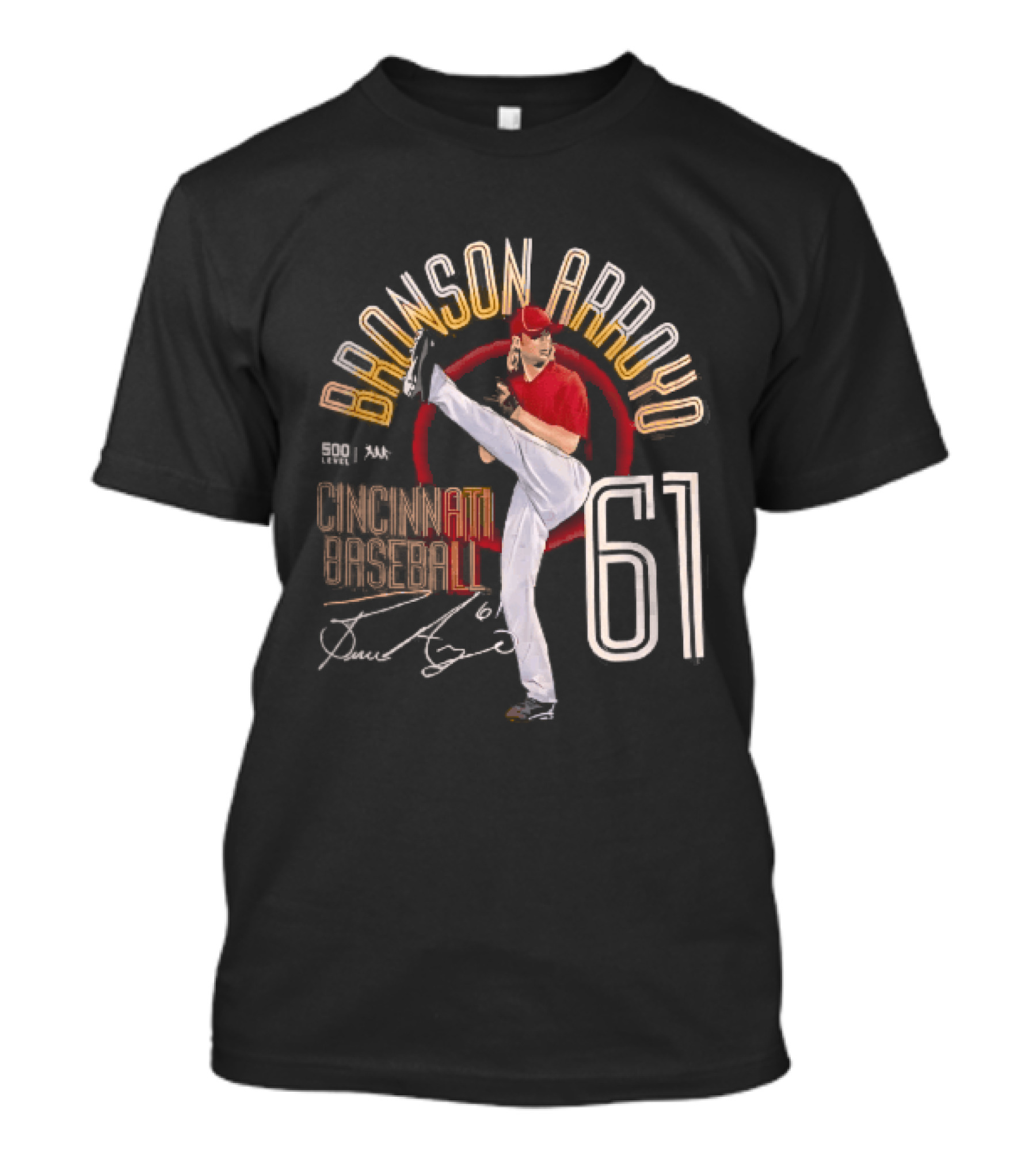 Cincinnati Baseball Bronson Arroyo 61 High Leg Kick T-Shirt