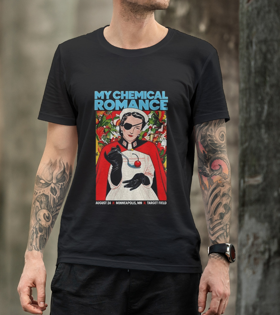 My Chemical Romance Nurse Eye Patch Cherry August 24 Minneapolis Target Field T-Shirt