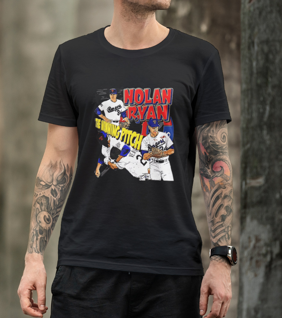 Nolan Ryan Texas Rangers The Winning Pitch Classic Baseball 34 T-Shirt