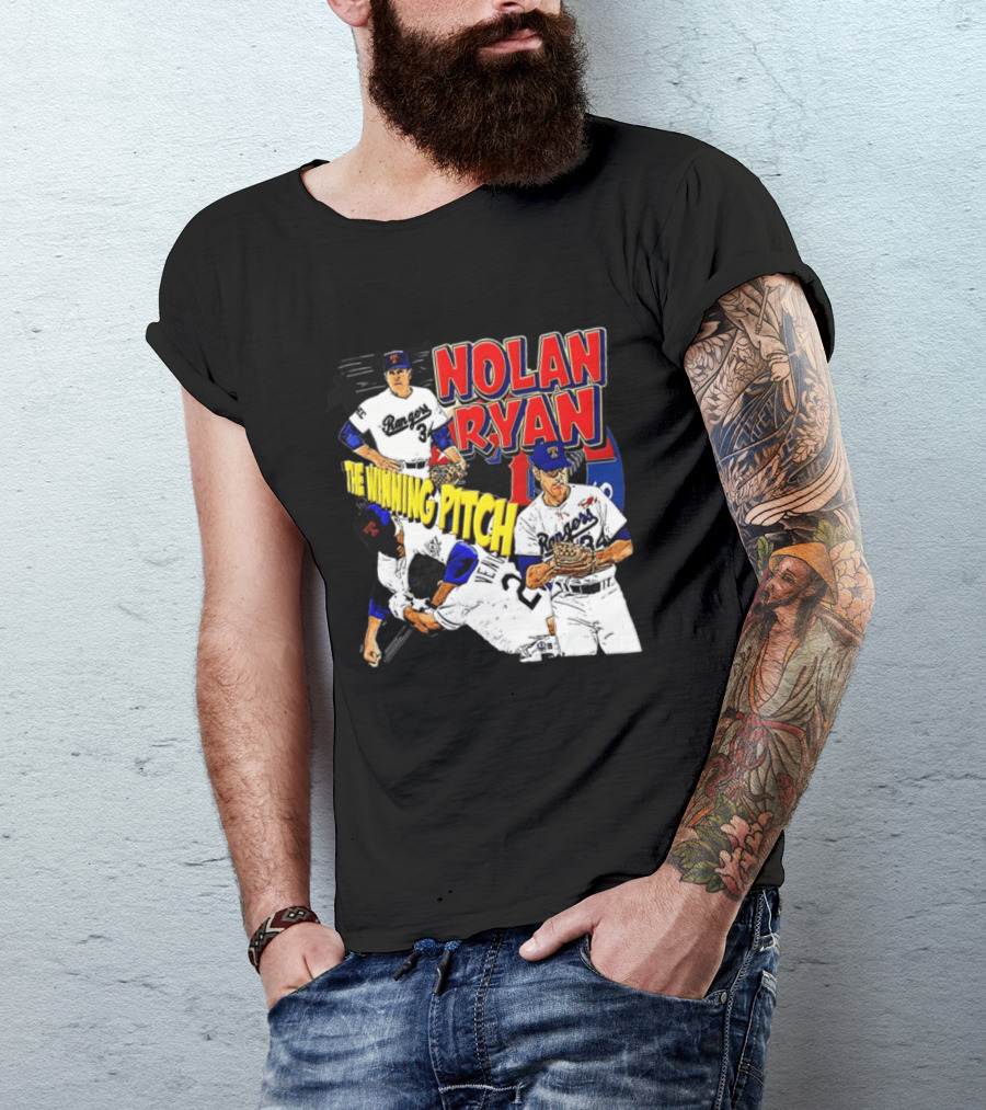 Nolan Ryan Texas Rangers The Winning Pitch Classic Baseball 34 T-Shirt