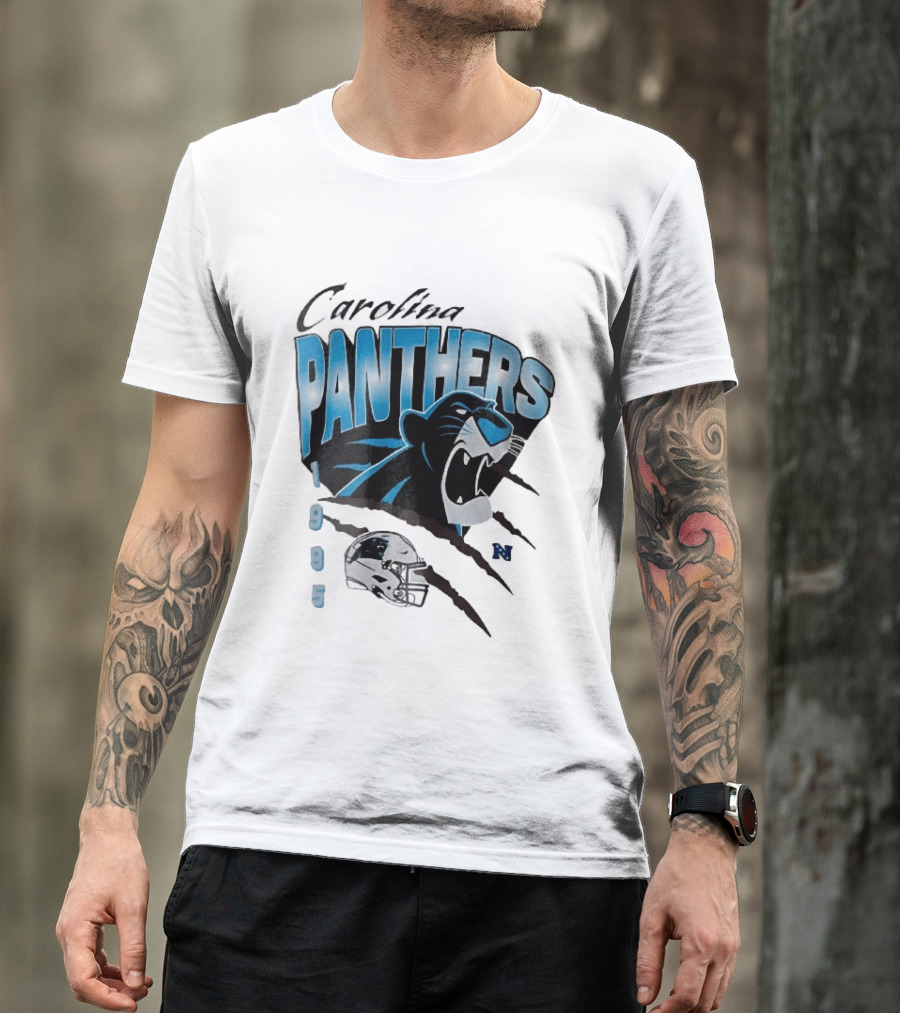 Carolina Panthers 1995 Roaring Head Claw Marks Football Helmet T-Shirt