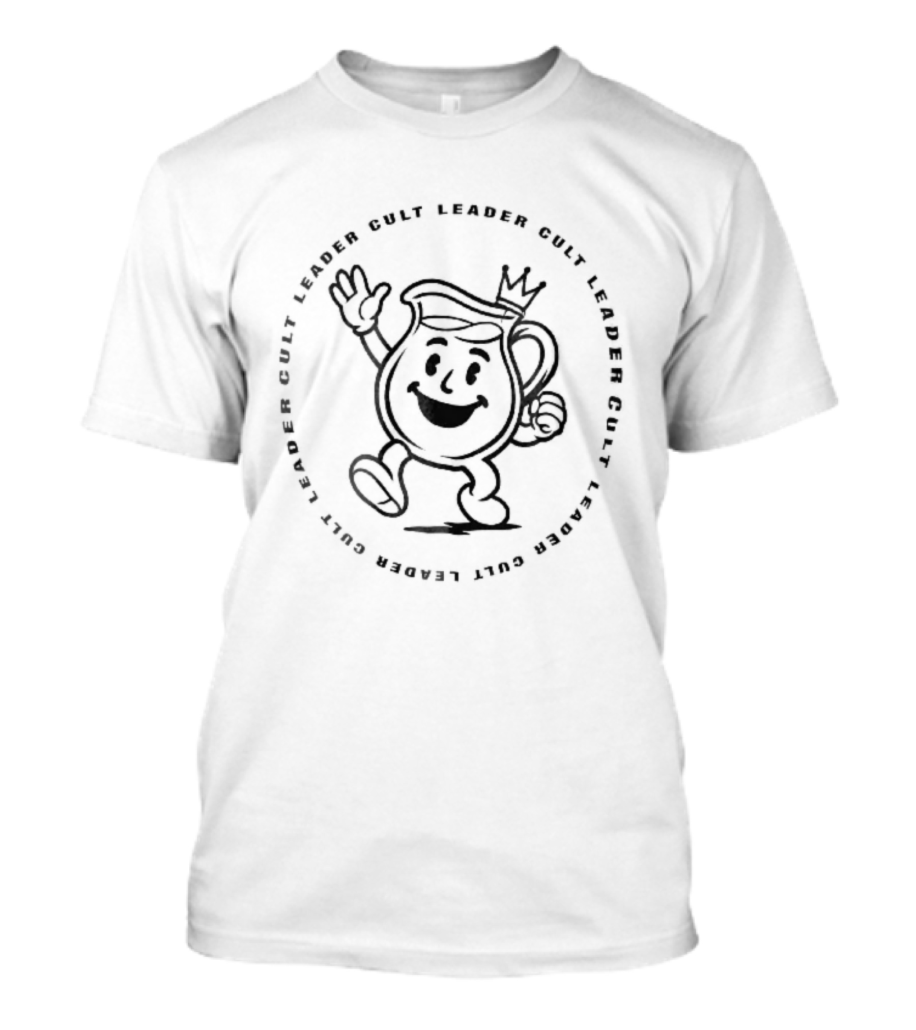 Cult Leader Cartoon Pitcher Waving Crown T-Shirt