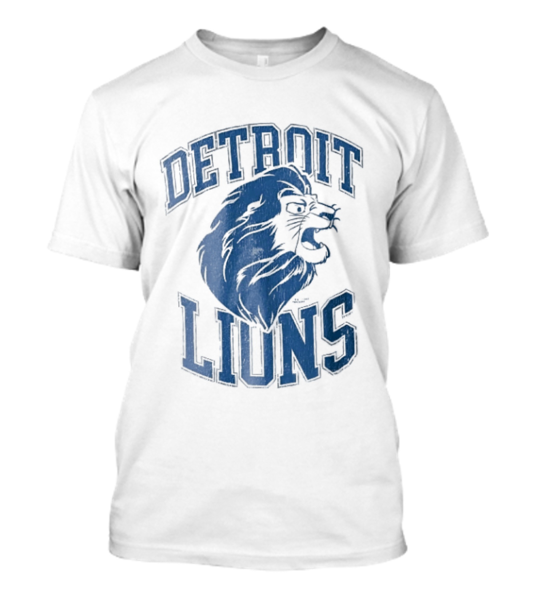 Detroit Lions Distressed Roaring Lion Head Varsity T-Shirt