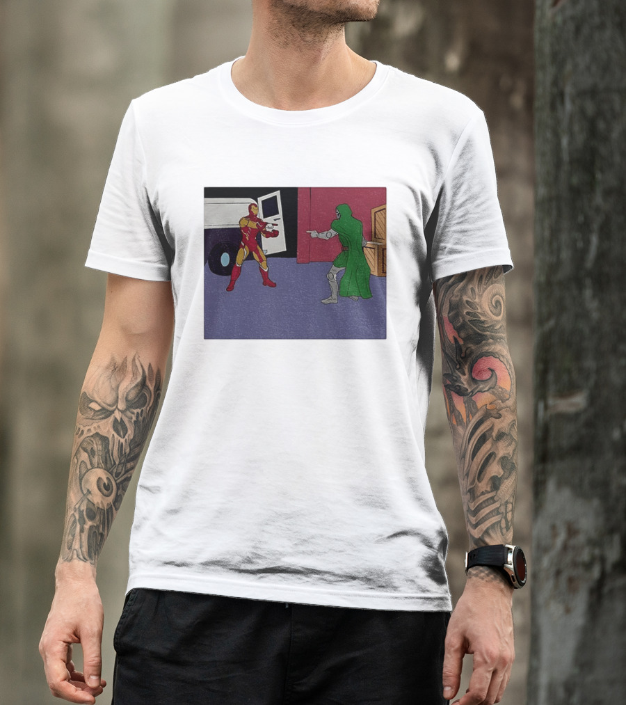 Doctor Doom Vs Ironman Pointing Meme Standoff T-Shirt