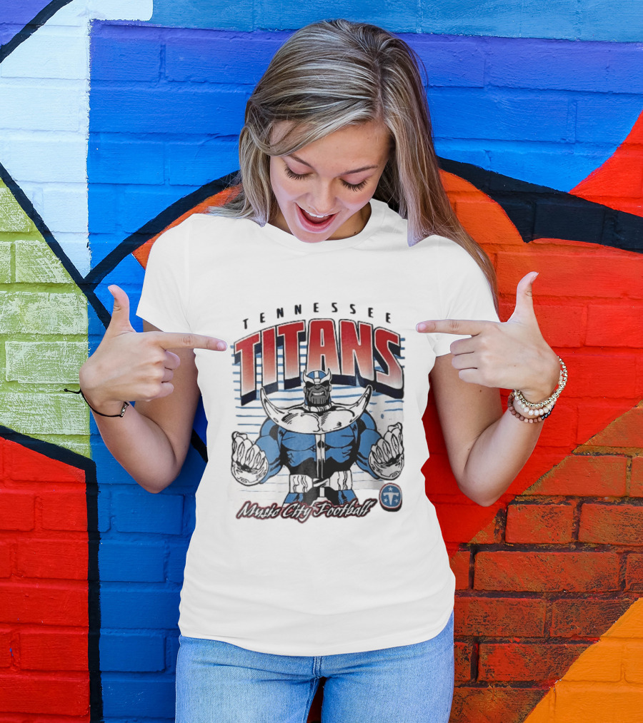 Tennessee Titans Music City Football Cartoon Comic Armor T-Shirt