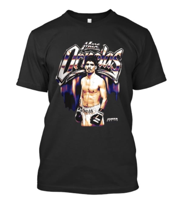 Max Ornelas Boxer Stance Metallic Chrome Lettering Flames Zuffa Boxing Bootleg T-Shirt