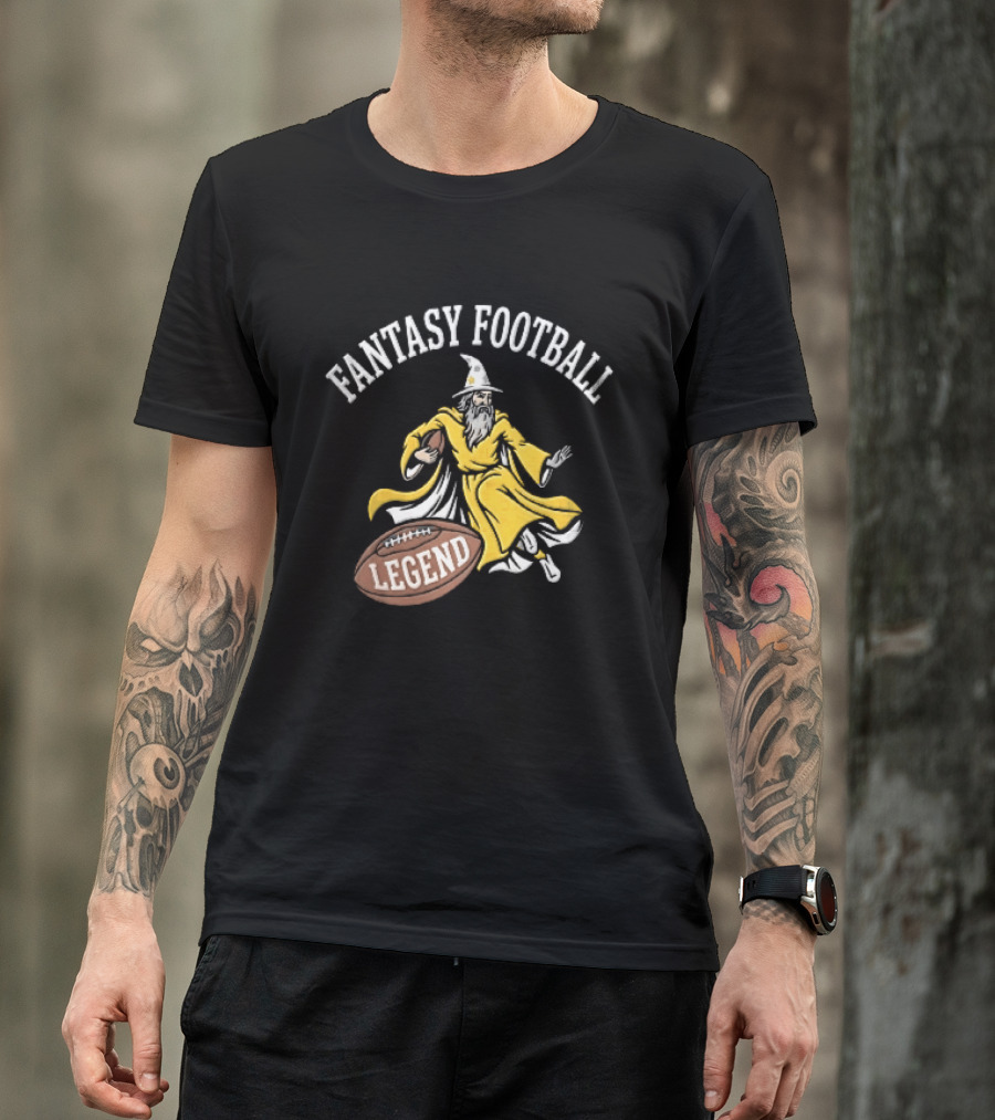 Fantasy Football Legend Yellow Robe Wizard Running With Ball T-Shirt