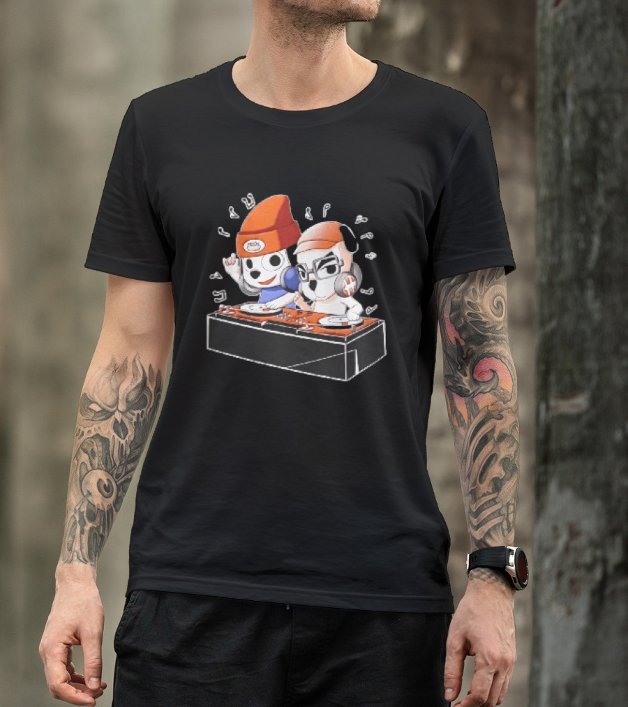 Parappa The Rapper DJ KK Animal Crossing Turntables Music Notes Collaboration T-Shirt
