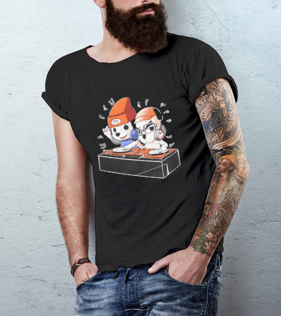 Parappa The Rapper DJ KK Animal Crossing Turntables Music Notes Collaboration T-Shirt