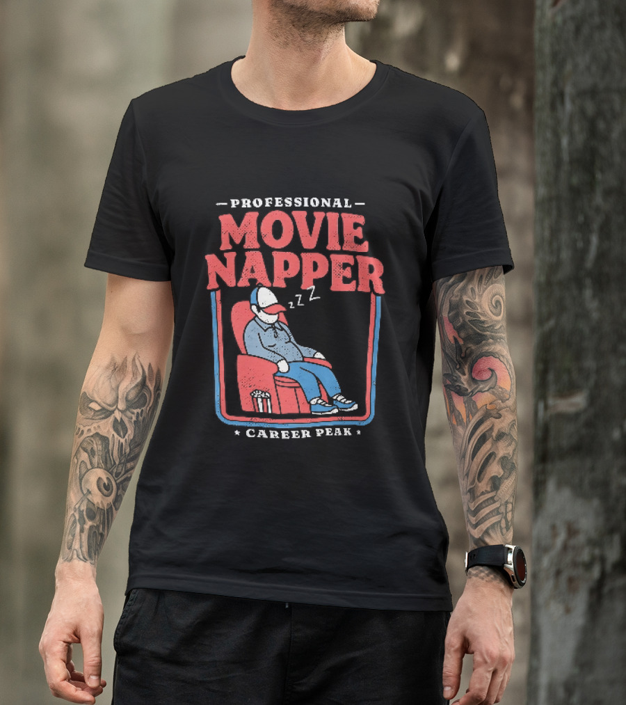 Professional Movie Napper Career Peak Experienced At Falling Asleep During Movies Zzz T-Shirt