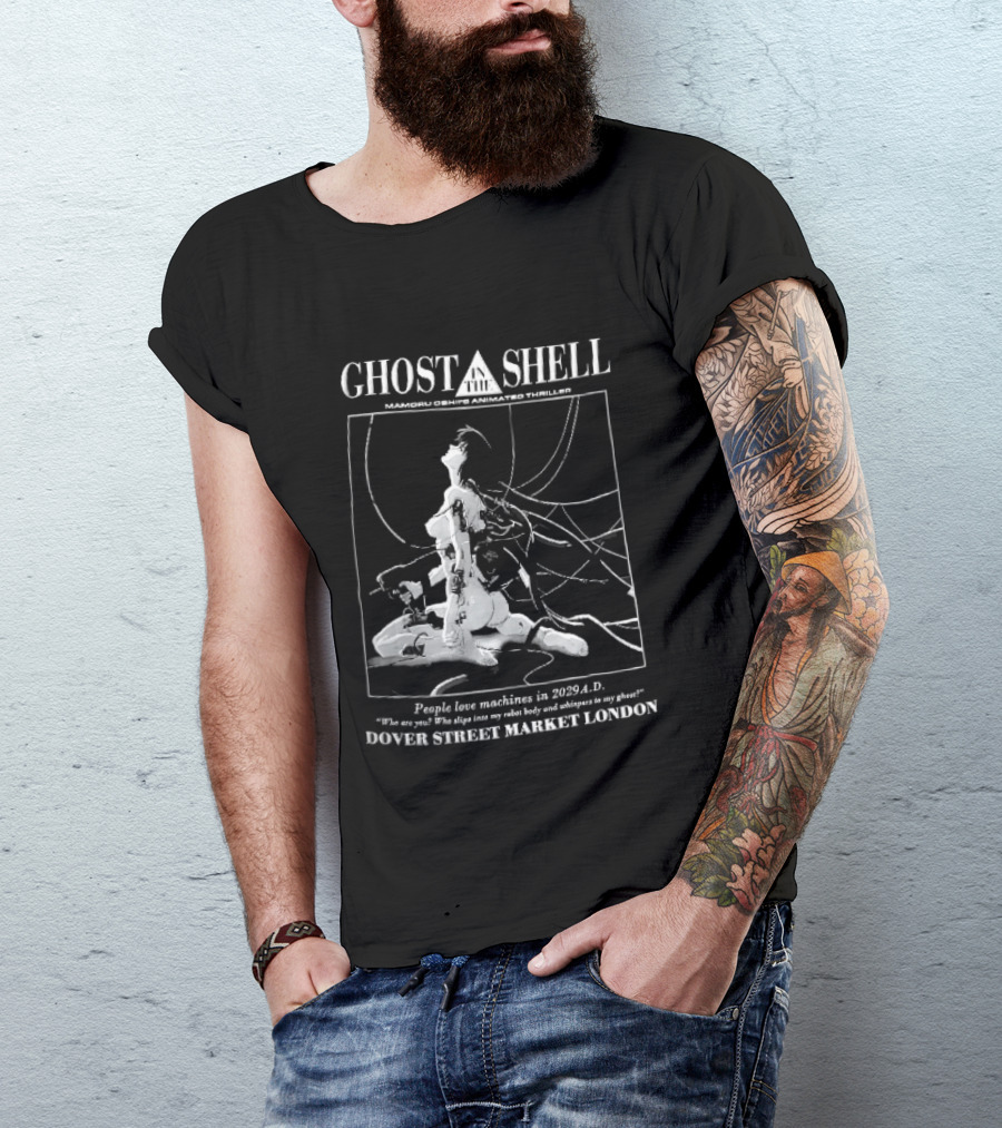 Dover Street Market London Ghost In The Shell Mamoru Oshii 2029 Cyborg Female Wires Gun People Love Machines T-Shirt