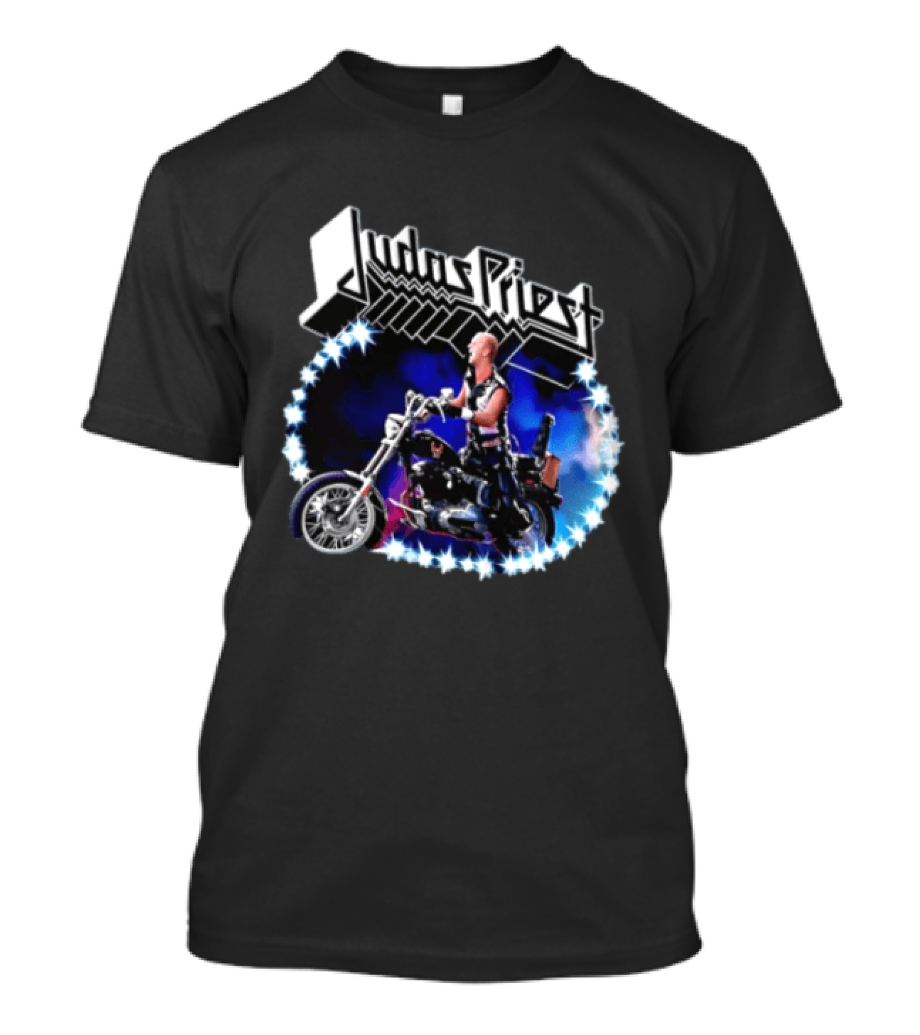Judas Priest Rob Halford Motorcycle Star Lights T-Shirt