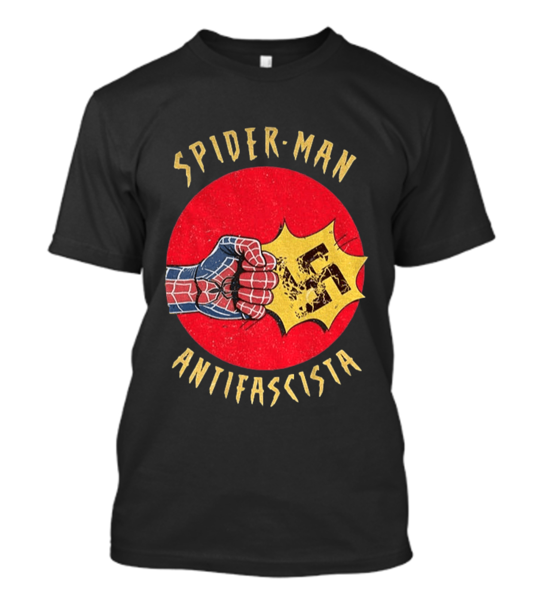 Spider Man Antifascista Punch Kapow Comic Book T-Shirt