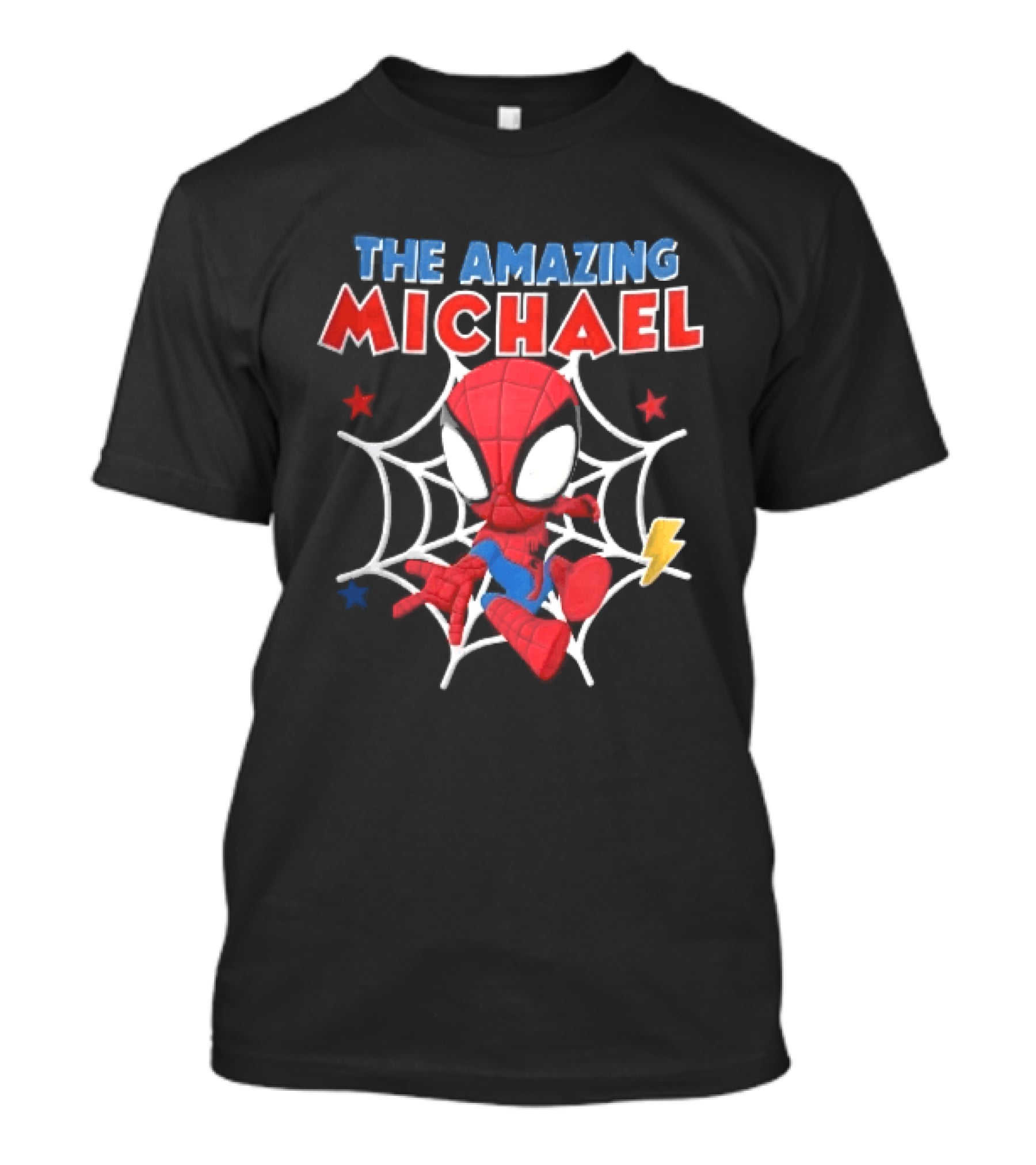 The Amazing Michael Spider Man Cartoon Web Stars Lightning Bolt T-Shirt