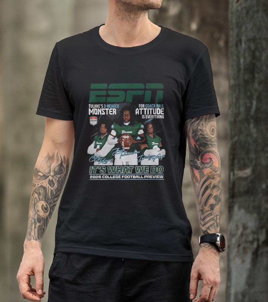 ESPN Tulane's 3 Headed Monster Chris Rodgers Jack Tehienchou Dickson Agu College Football Preview T-Shirt