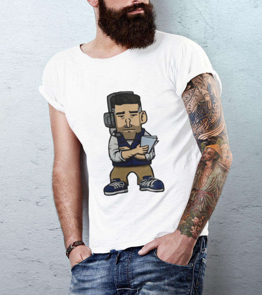 Bill Belichick Headset New England Patriots Coach Caricature T-Shirt