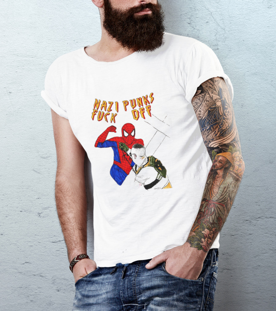 Nazi Punks Fuck Off Spider Man Punching T-Shirt