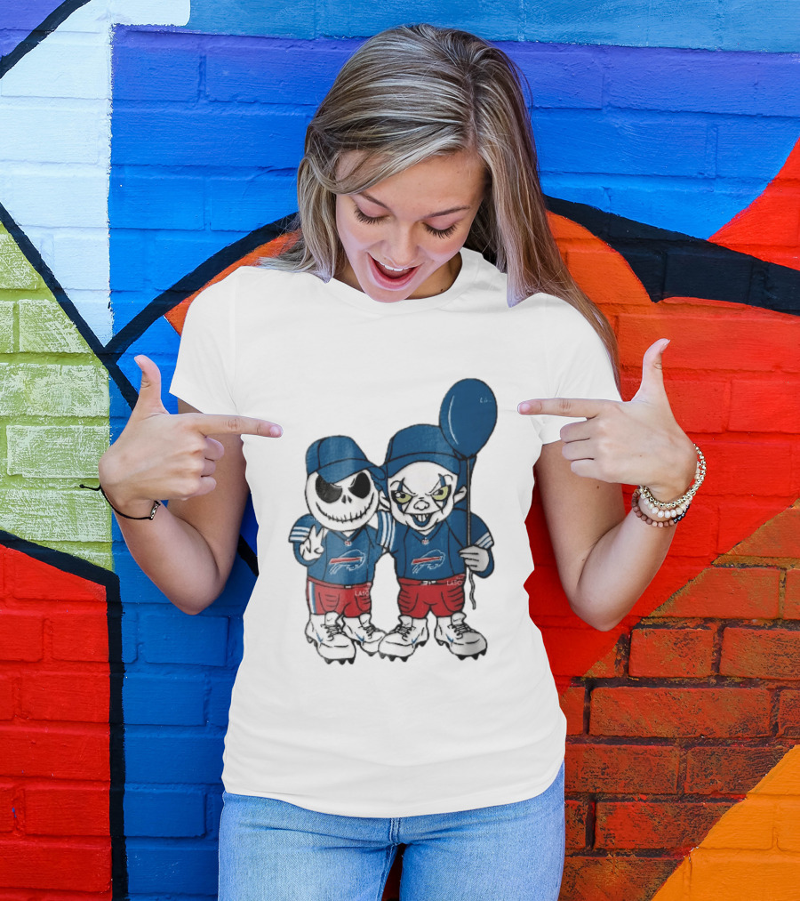 Buffalo Bills Skeleton Clown Duo With Balloon NFL Team Spirit T-Shirt