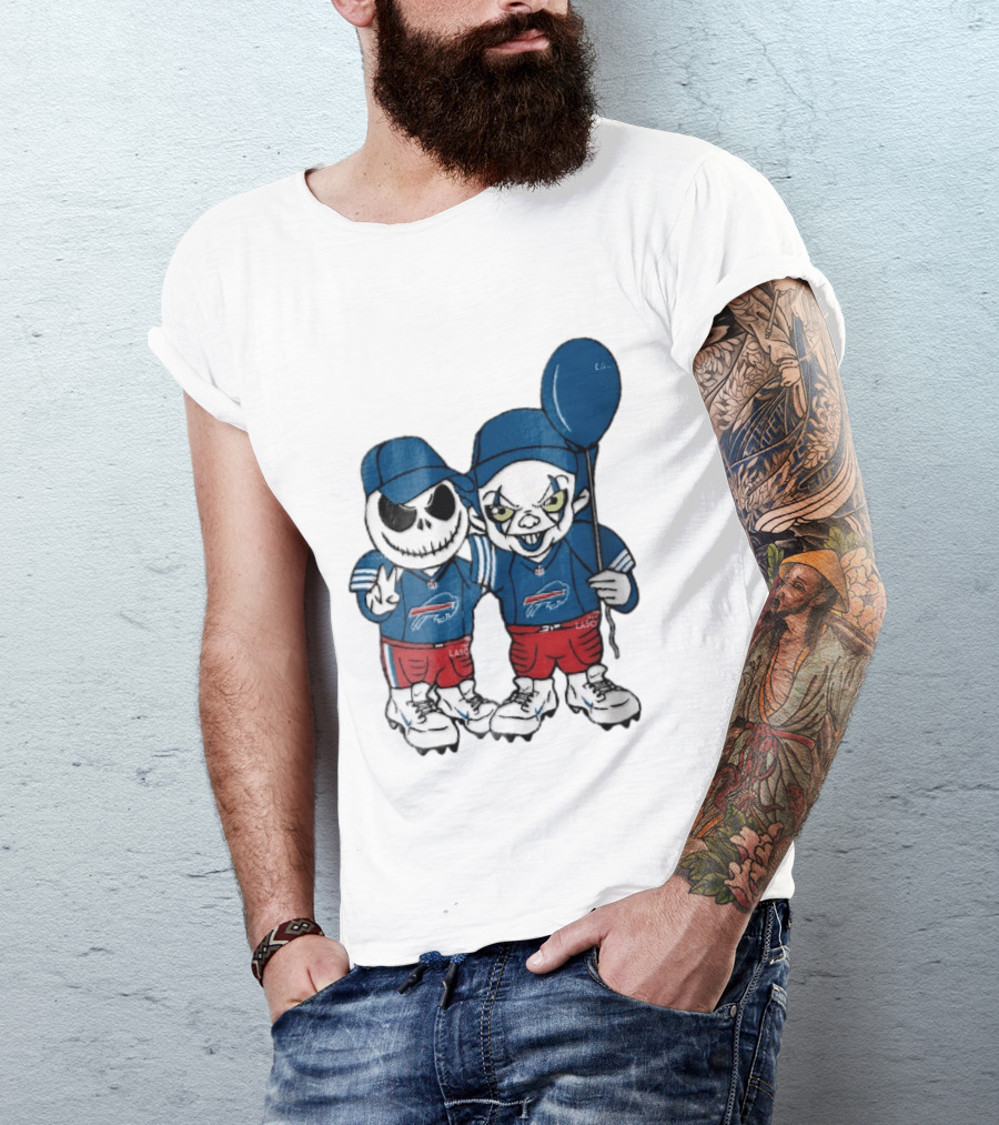 Buffalo Bills Skeleton Clown Duo With Balloon NFL Team Spirit T-Shirt