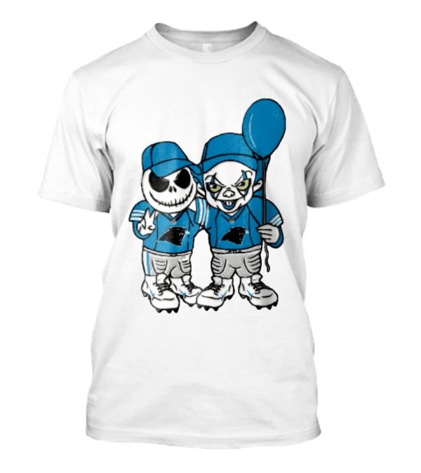Carolina Panthers Jack Skellington Pennywise Blue Balloon Cartoon T-Shirt