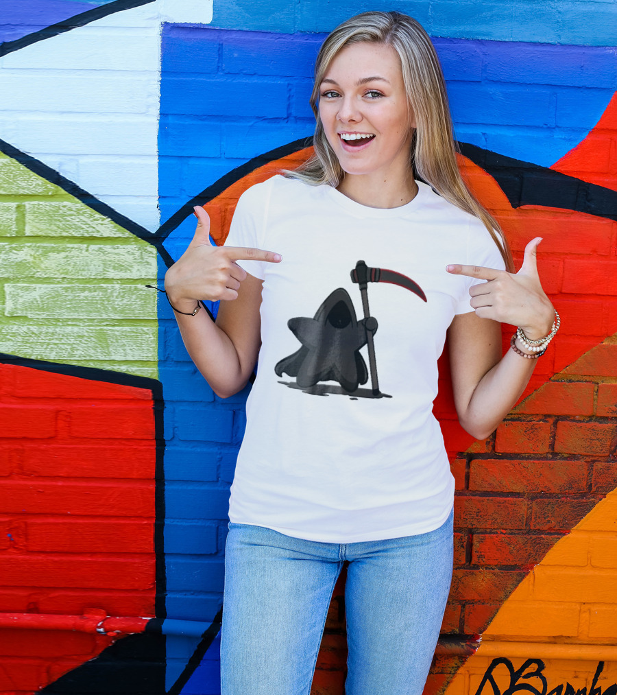 Cartoon Star Grim Reaper Cloak Red Lightsaber Scythe T-Shirt