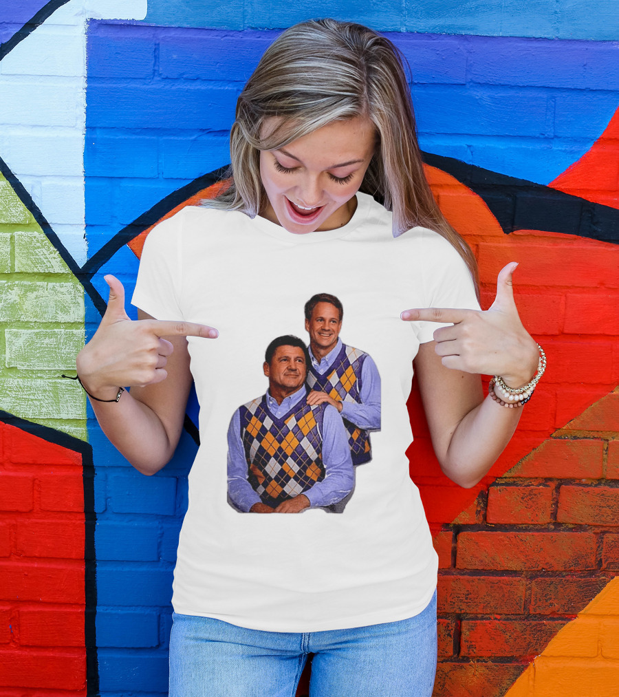 LSU Tigers Ed Orgeron Vs Kim Mulkey Argyle Sweater Coaches T-Shirt