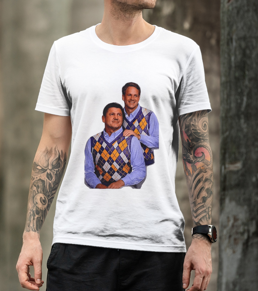 LSU Tigers Ed Orgeron Vs Kim Mulkey Argyle Sweater Coaches T-Shirt