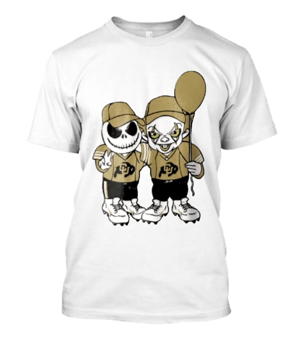 Colorado Buffaloes NCAA Jack Skellington Clown With Balloon Football T-Shirt