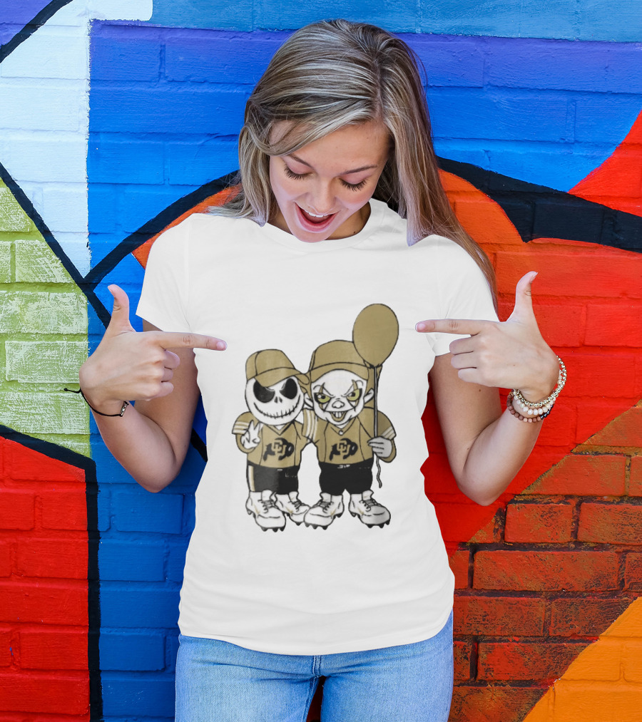 Colorado Buffaloes NCAA Jack Skellington Clown With Balloon Football T-Shirt