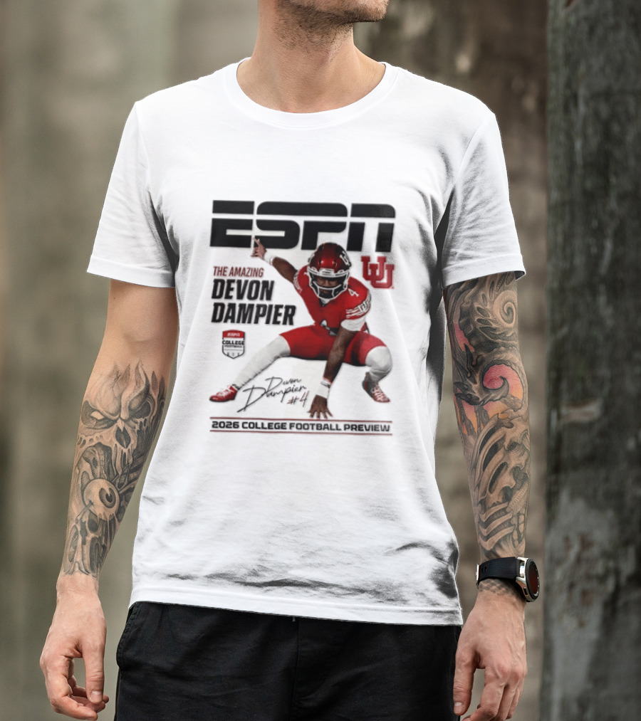 ESPN College Football 2026 Preview Devon Dampier Utah Utes T-Shirt
