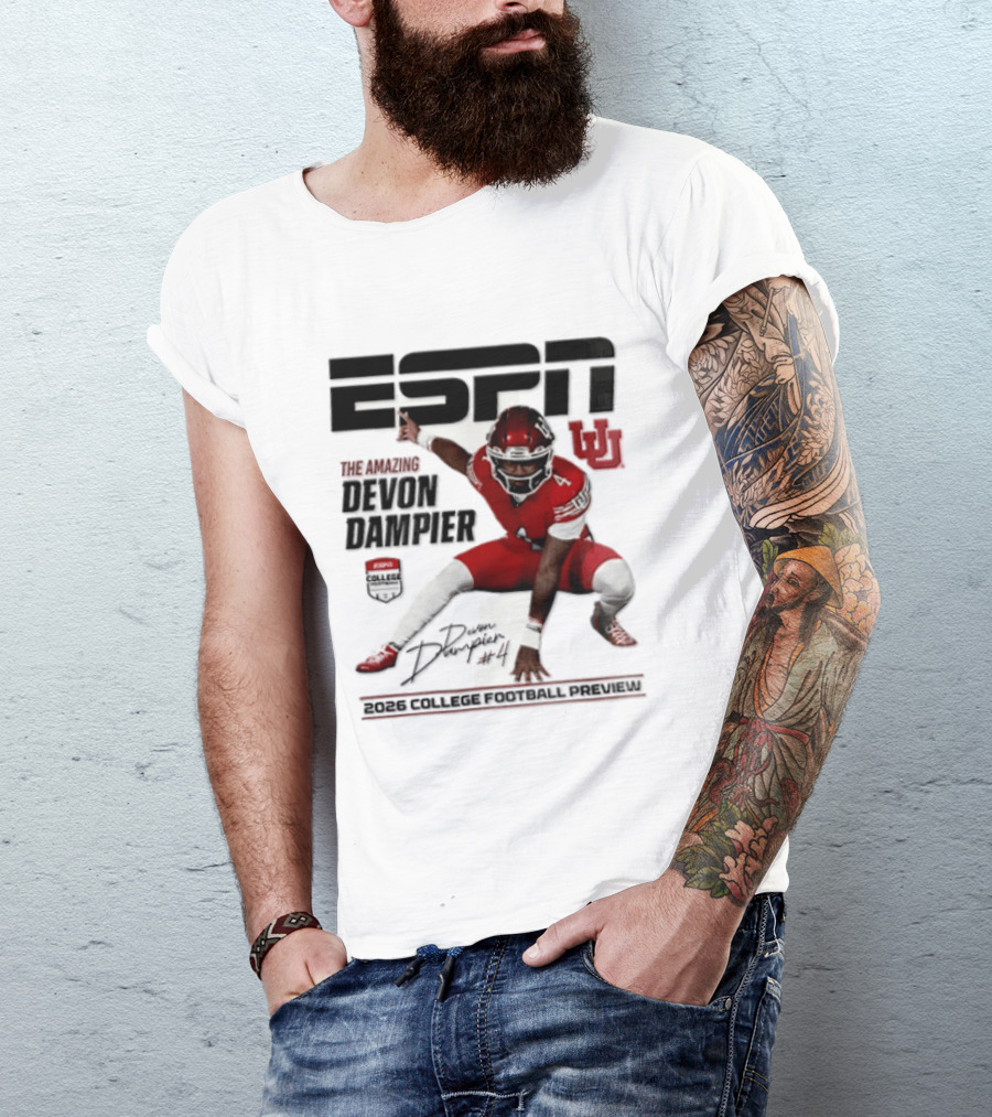 ESPN College Football 2026 Preview Devon Dampier Utah Utes T-Shirt