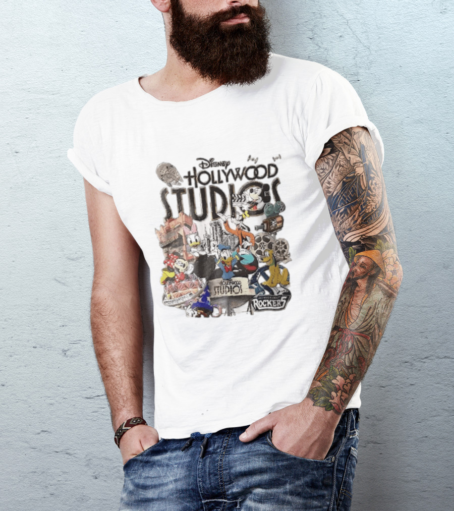 Disney Hollywood Studios G Force Records Rockers Distressed Cartoon Characters Collage T-Shirt