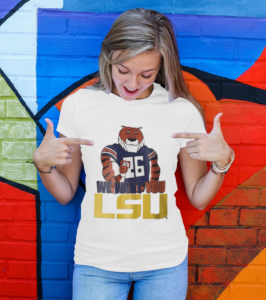 LSU Tigers We Want You Number 26 Mascot Pointing T-Shirt