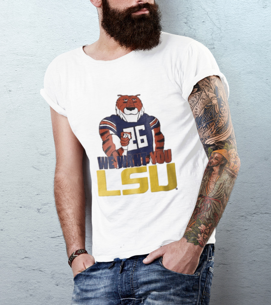 LSU Tigers We Want You Number 26 Mascot Pointing T-Shirt