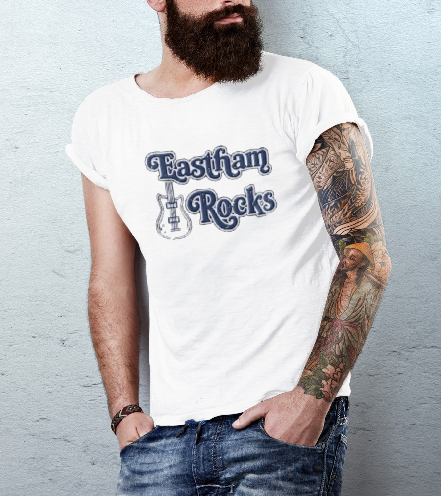 Eastham Rocks Distressed Electric Guitar Music T-Shirt