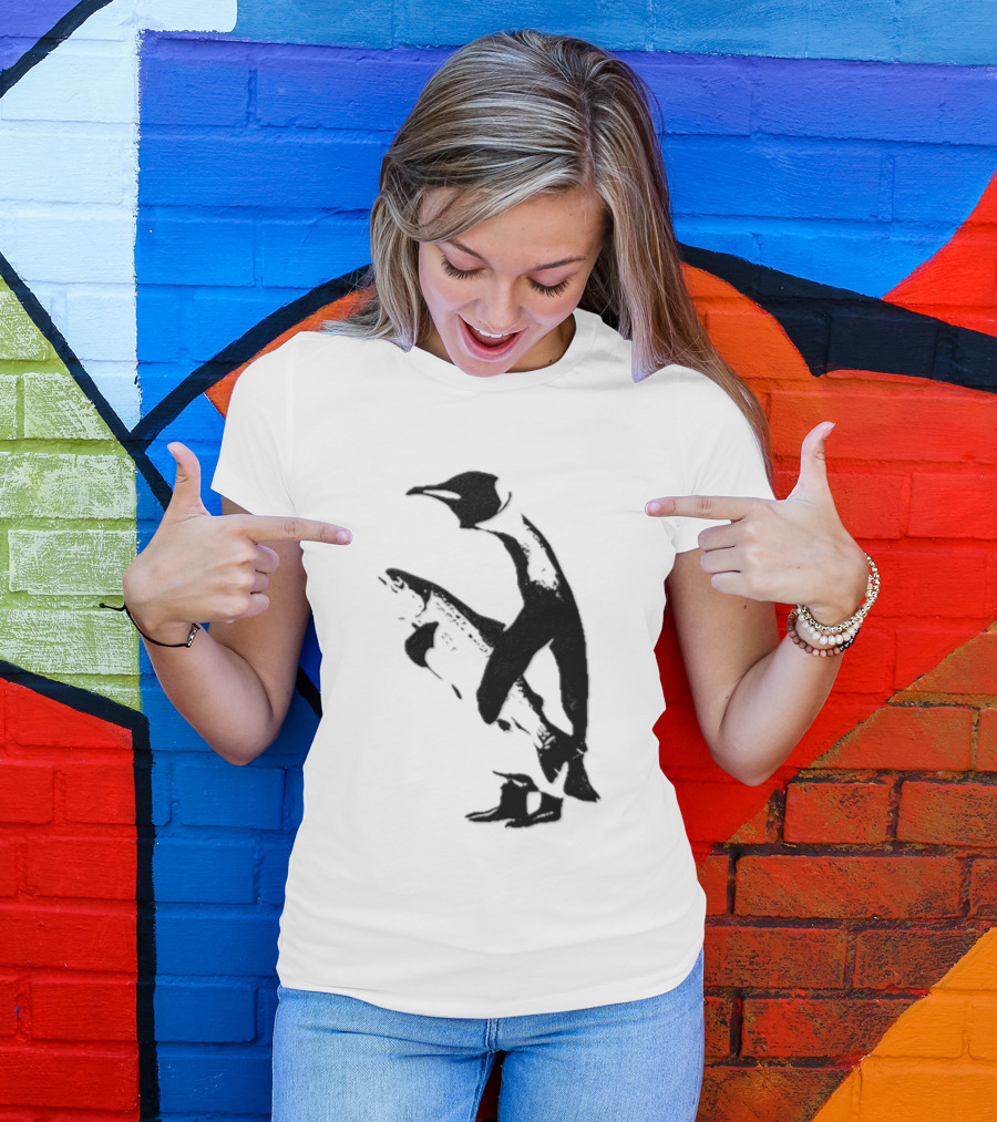 Penguin Holding A Fish T-Shirt