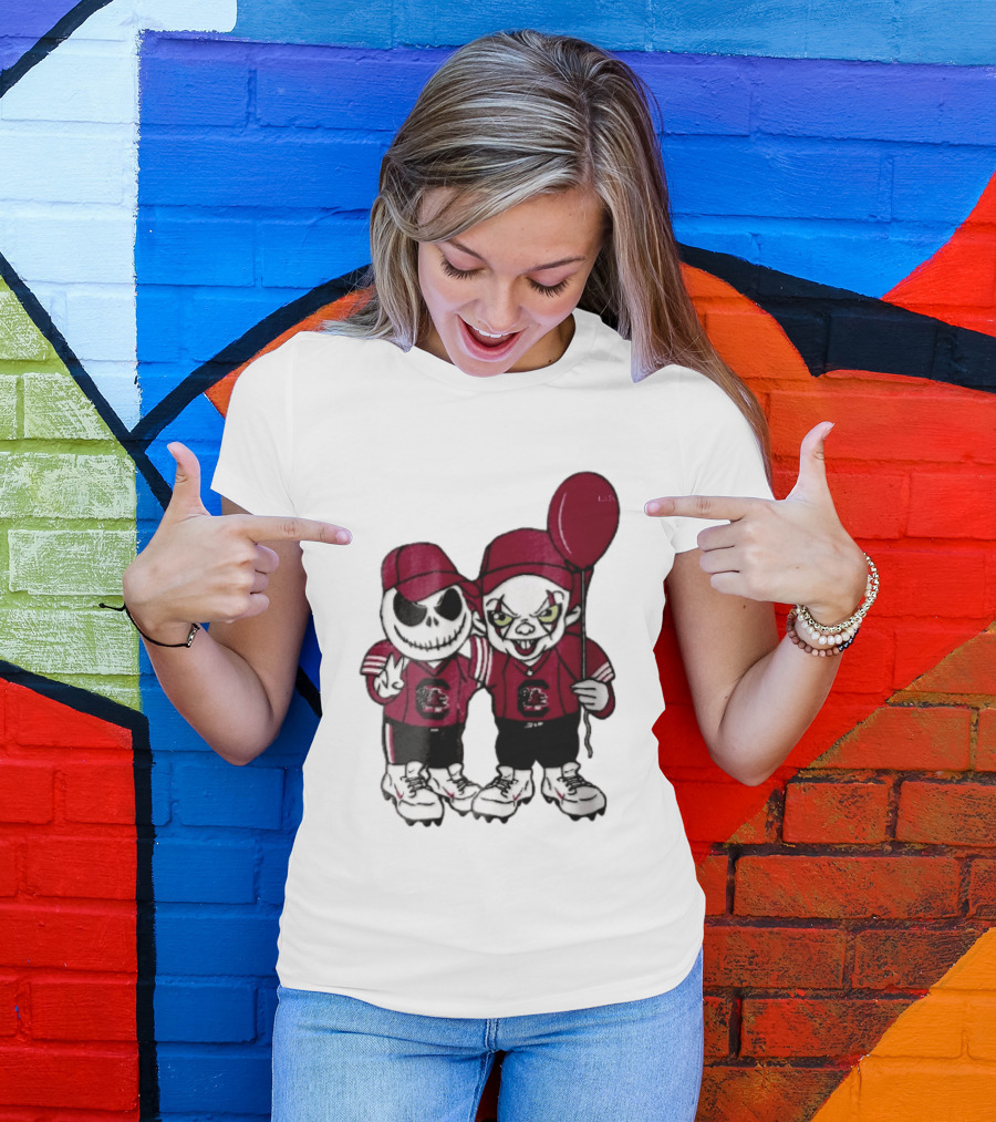 South Carolina Gamecocks NCAA Jack Skellington Pennywise Red Balloon Cartoon T-Shirt