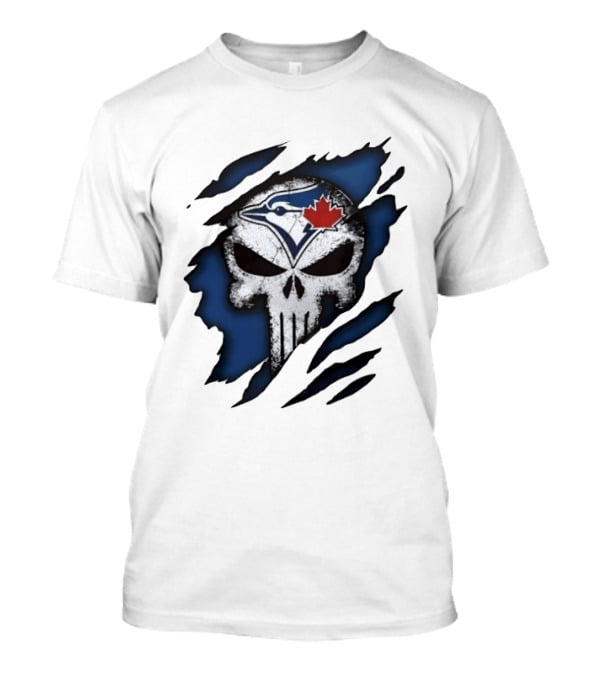 Toronto Blue Jays Punisher Skull Ripped Fabric Men's T-Shirt