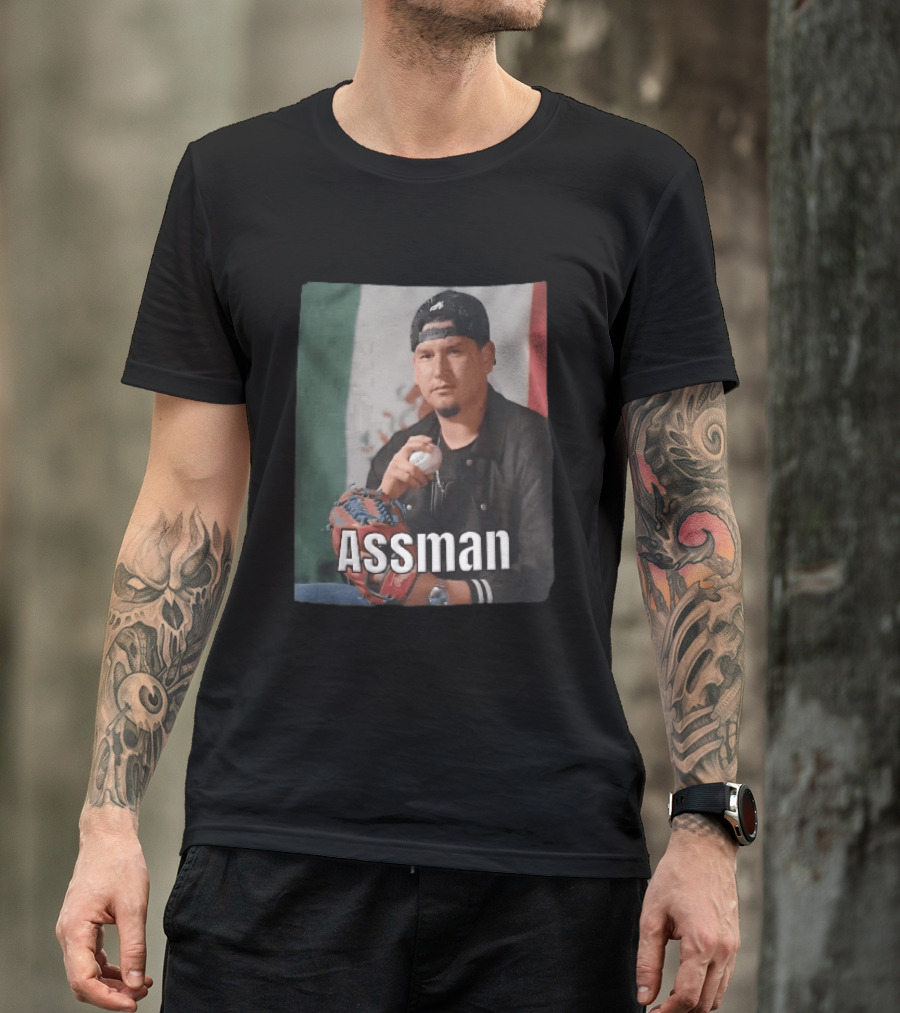 Assman Baseball Pitcher Holding Ball With Mexican Flag T-Shirt
