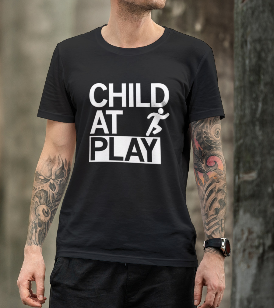 Child At Play Text With Running Figure T-Shirt