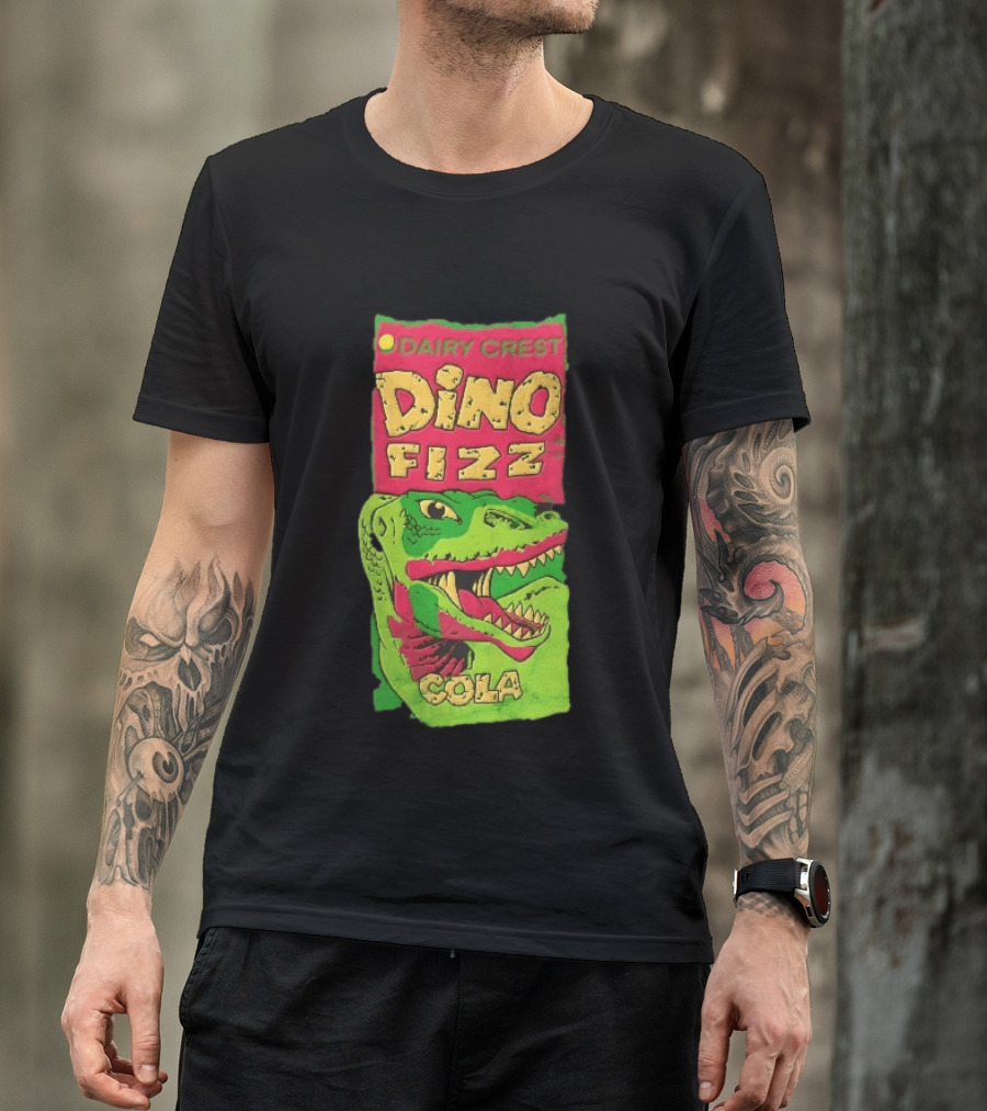 Dairy Crest Dino Fizz Cola Green Dinosaur Open Mouth Red T-Shirt