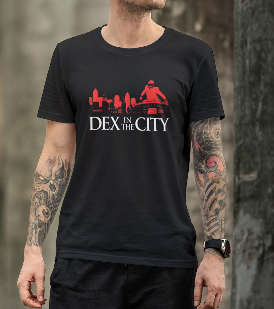 Dexter Lawrence Number 97 Dex In The City New York Giants Skyline T-Shirt