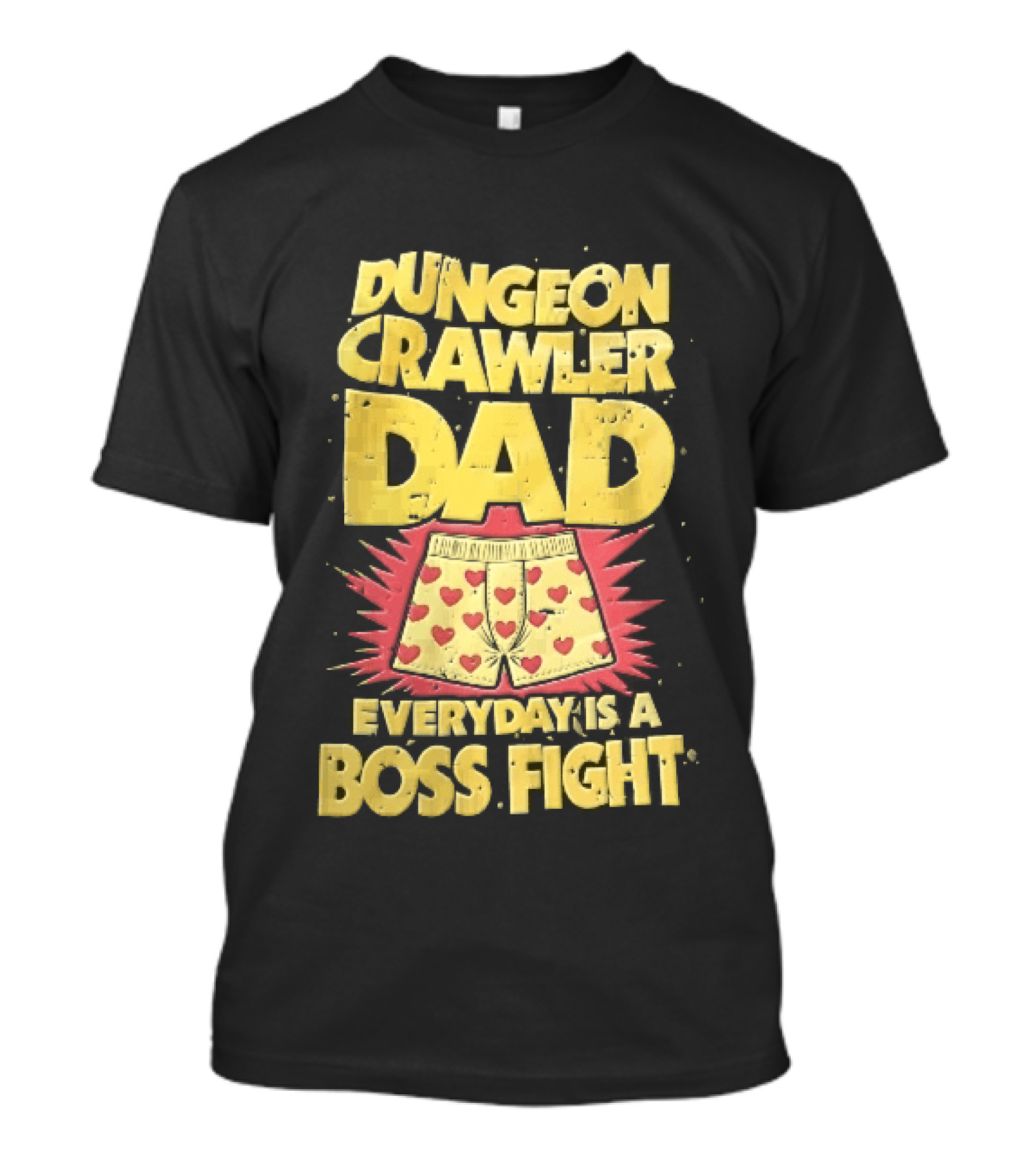Dungeon Crawler Dad Everyday Is A Boss Fight Heart Boxer Shorts Spiky Starburst T-Shirt