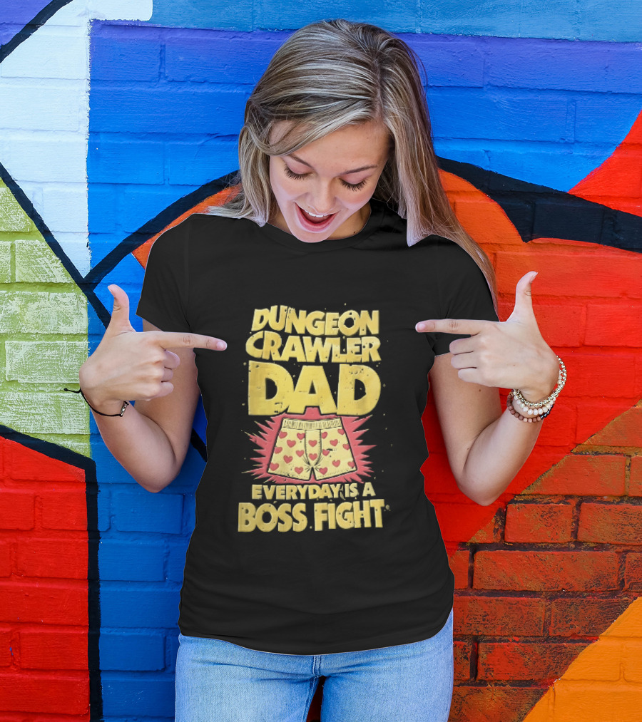 Dungeon Crawler Dad Everyday Is A Boss Fight Heart Boxer Shorts Spiky Starburst T-Shirt