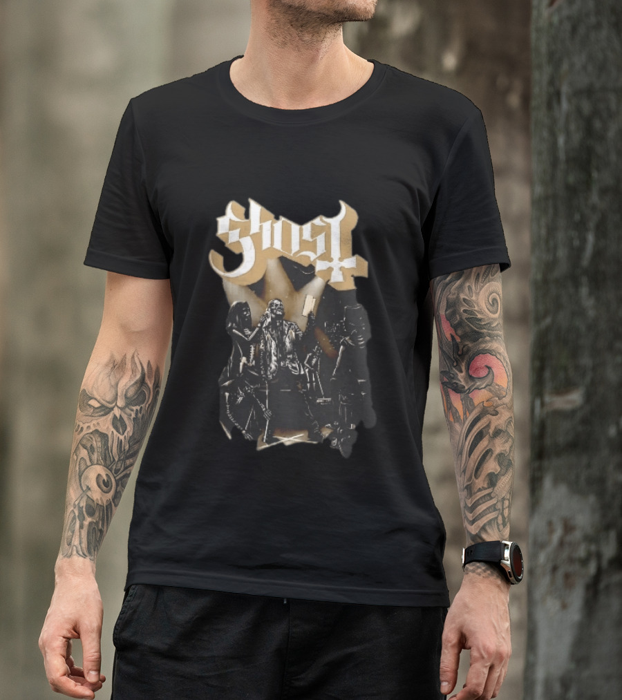 Ghost Skeleton Crew Holding Book Stage Spotlights T-Shirt