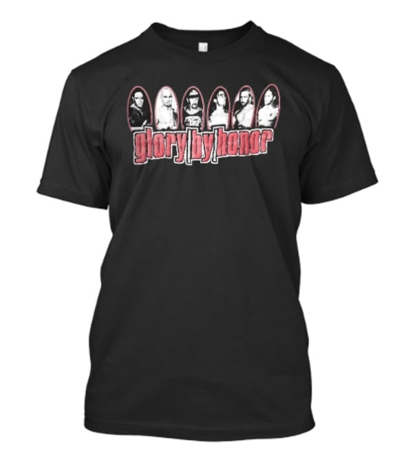 Glory By Honor Six Pro Wrestlers Black And White Oval Frames T-Shirt