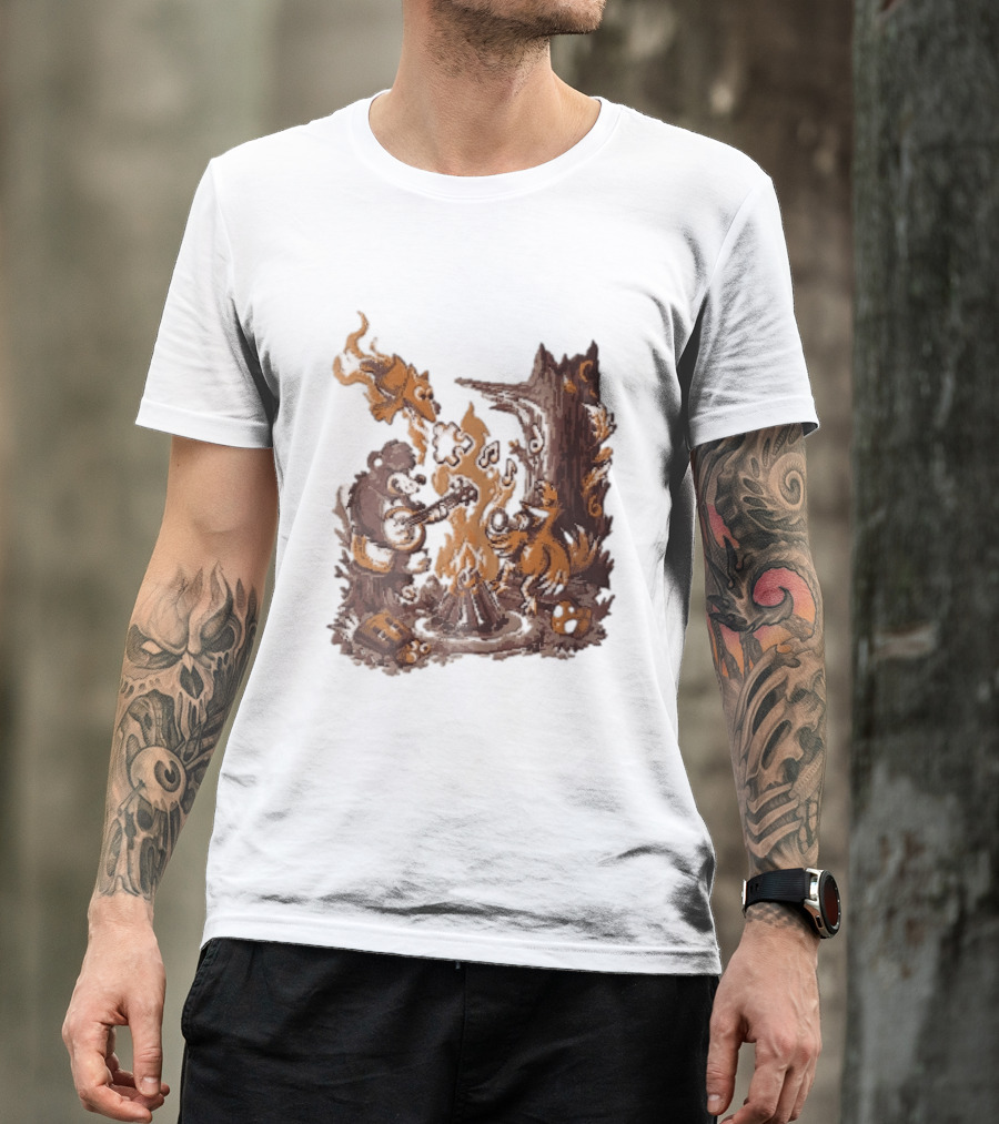 Banjo Kazooie Bear And Bird Music Campfire Jiggy Pixel T-Shirt