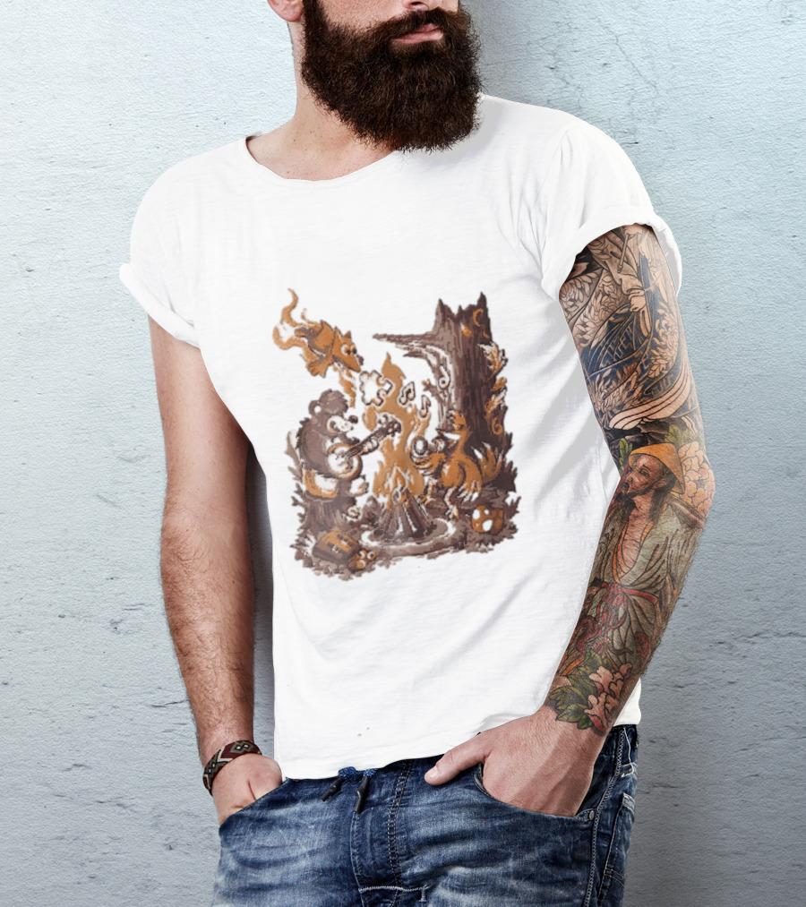 Banjo Kazooie Bear And Bird Music Campfire Jiggy Pixel T-Shirt