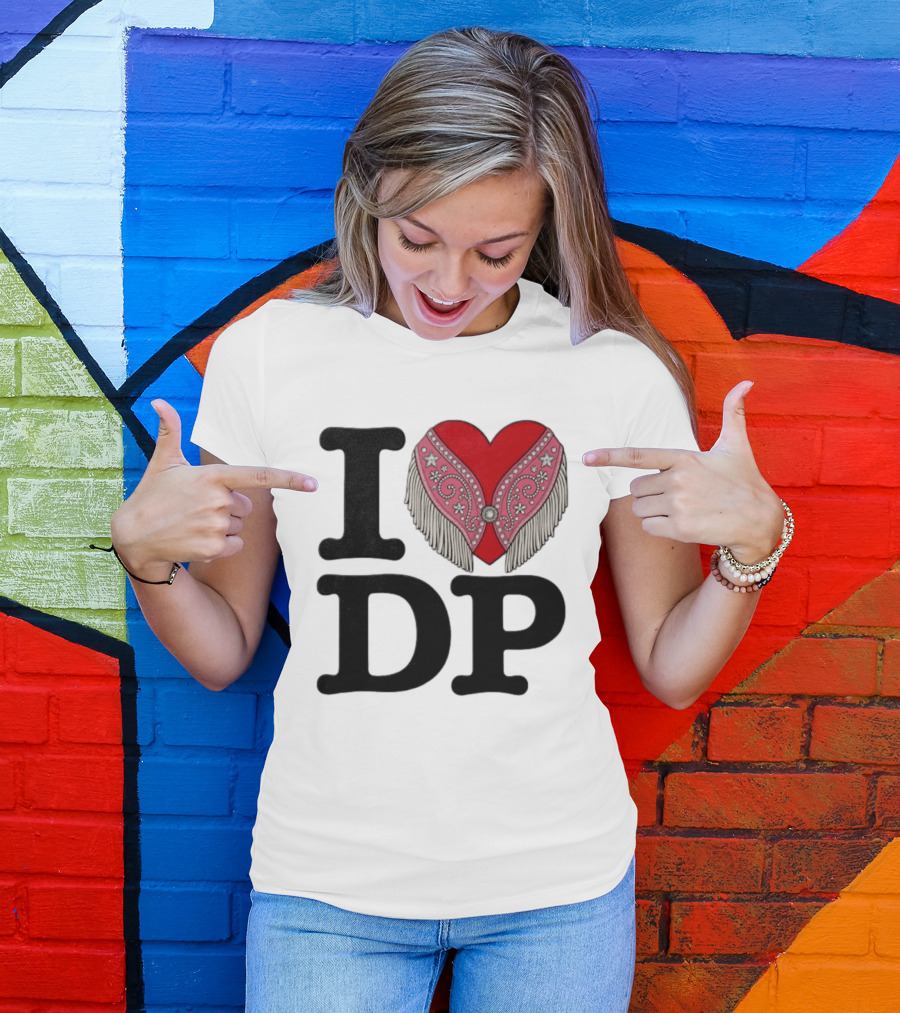 I Love DP Dolly Parton Heart Fringe Western T-Shirt
