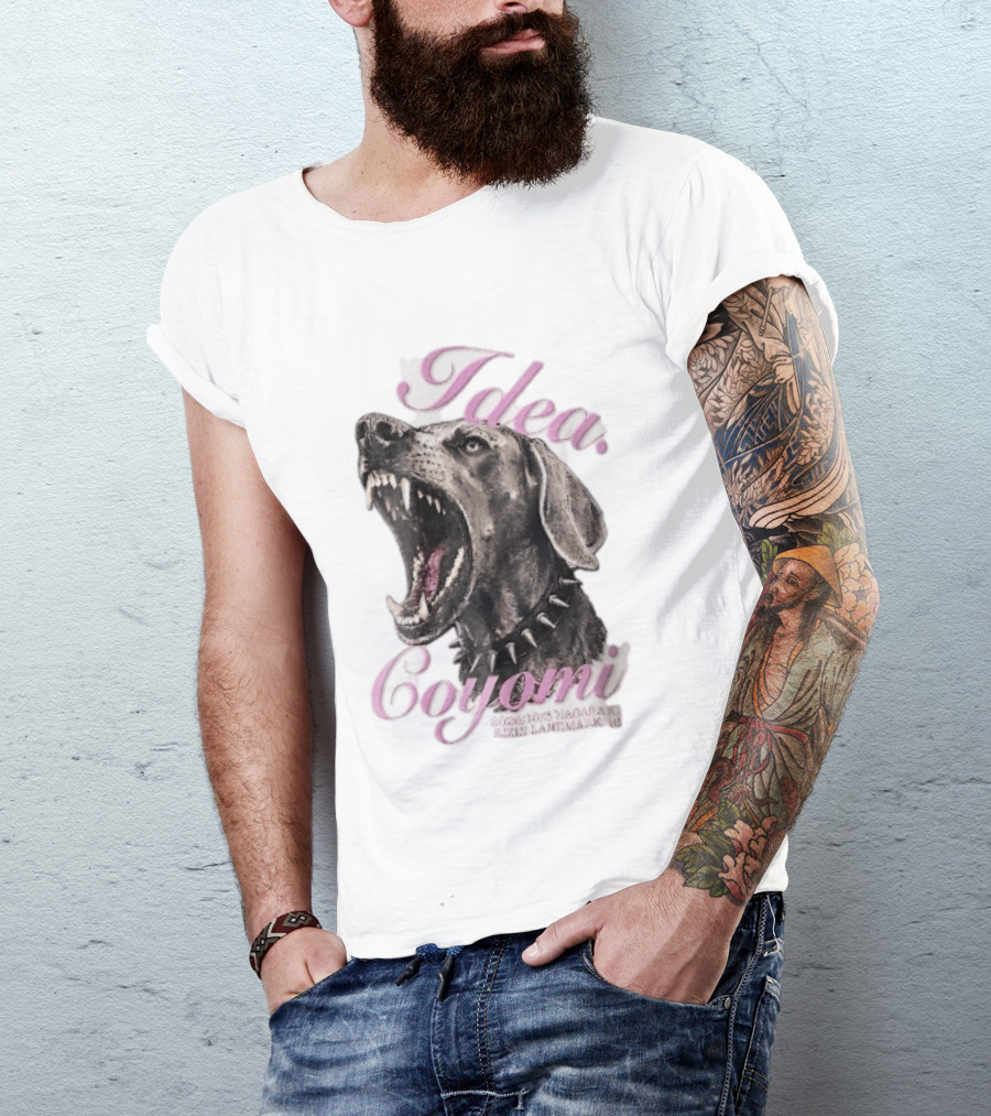 Rizin Idea Coyomi Nagasaki Snarling Dog Spiked Collar Pink Cursive 2024 T-Shirt